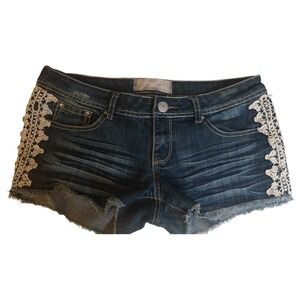 Daisy‎ Dukes Shorts biker Lace Distressed Size 31 Summer Cutoffs #194C